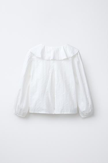 CAMISA ROMÁNTICA FLORES BORDADAS - Blanco roto de Zara