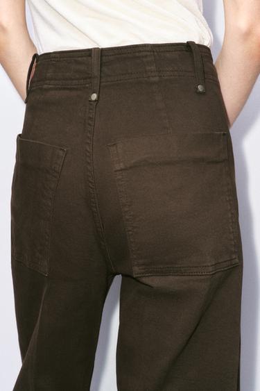 ZW COLLECTION WIDE-LEG HIGH-WAIST JEANS - Chocolate by Zara