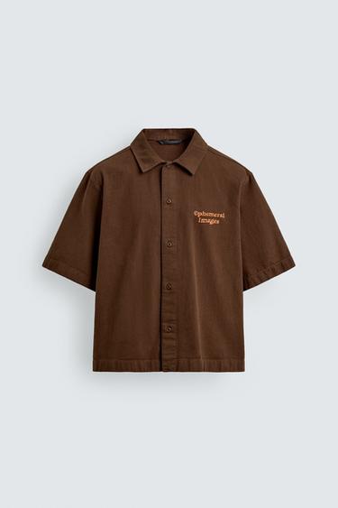 WASHED CONTRAST PRINT SHIRT - Brown by Zara