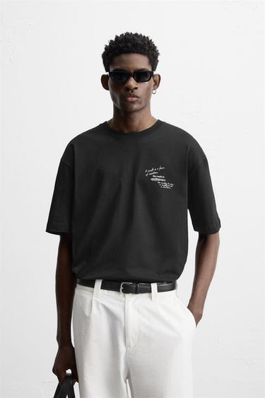 CROCHET PATCH T-SHIRT - Black by Zara