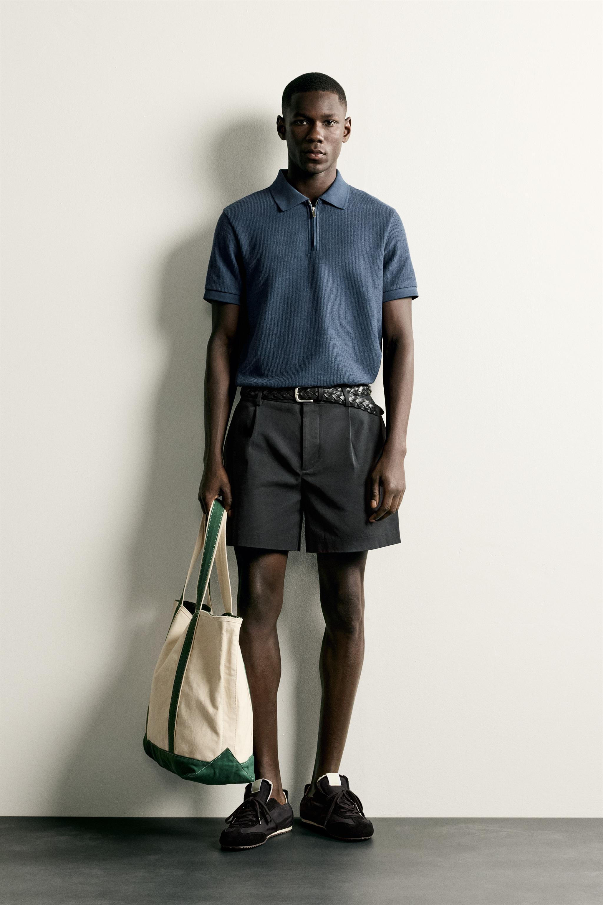 Zara FERMUARLI REGULAR FIT POLO T-SHIRT