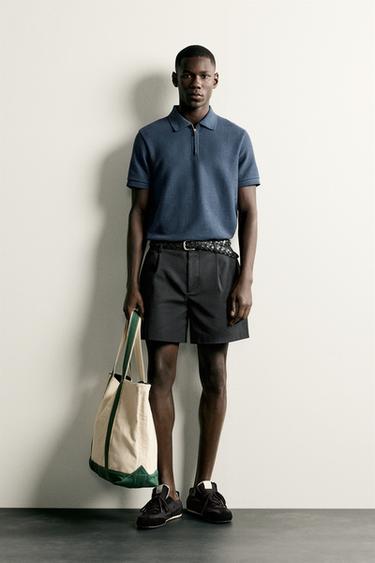 REGULAR FIT ZIP POLO SHIRT - Navy blue by Zara - Image 0