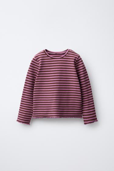 CAMISETA RAYA TEJIDA - Rosa de Zara