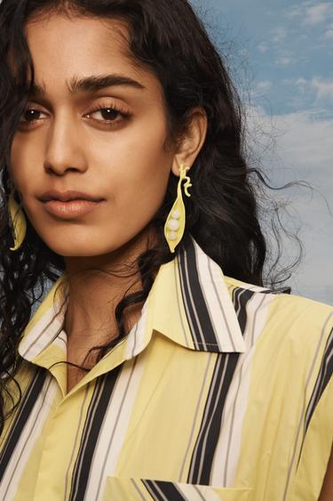 Zara LIMITED EDITION PEA EARRINGS - Lime green