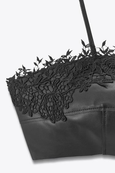 LEATHER AND LACE BRALETTE - Black by Zara - Image 6