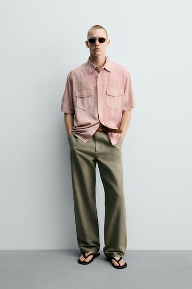 WASHED-EFFECT RELAXED FIT SHIRT - Pastel pink by Zara