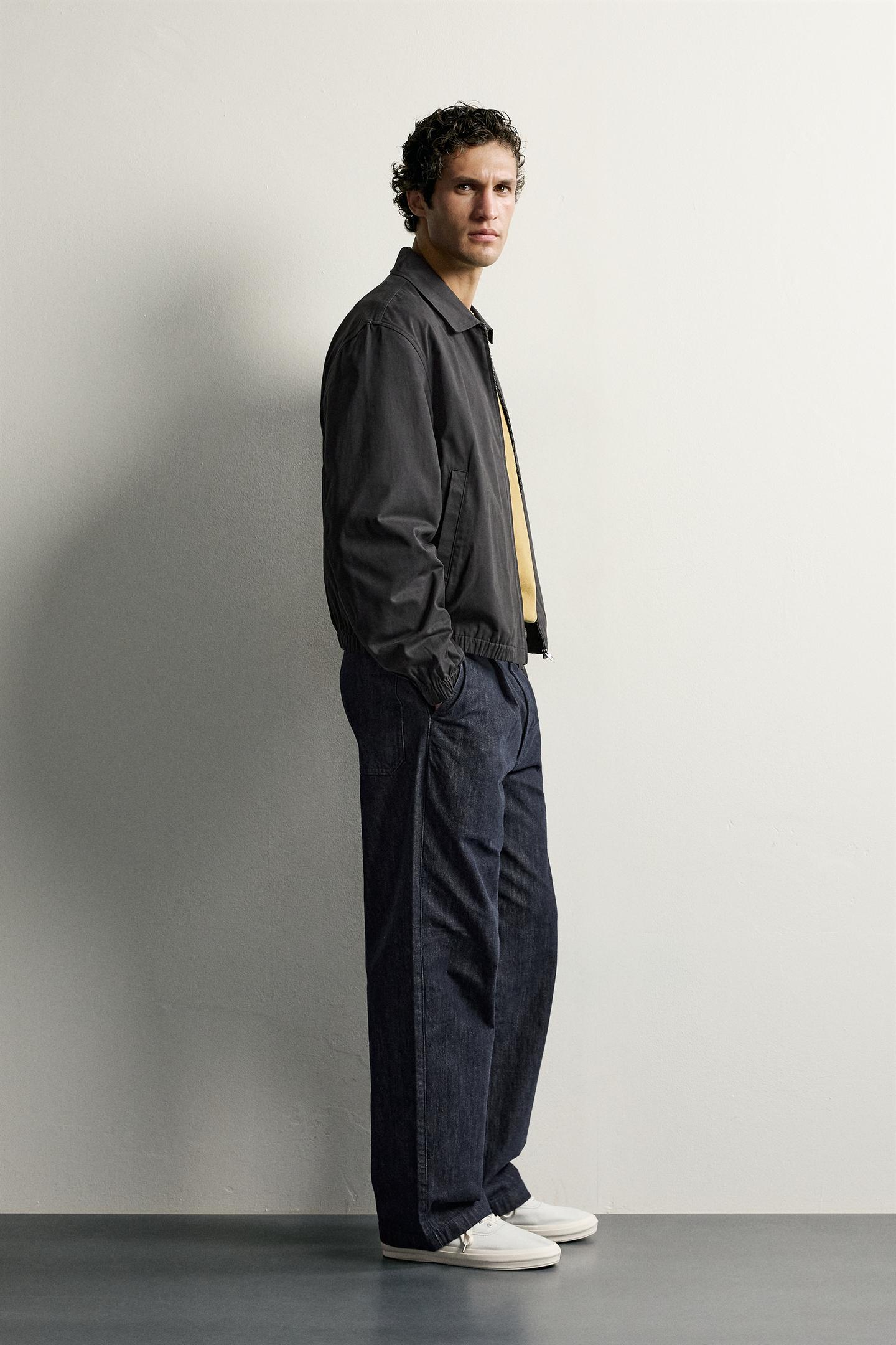 Мужская куртка Zara Lightweight Cotton-Lyocell, цвет: Чёрный — фото 4