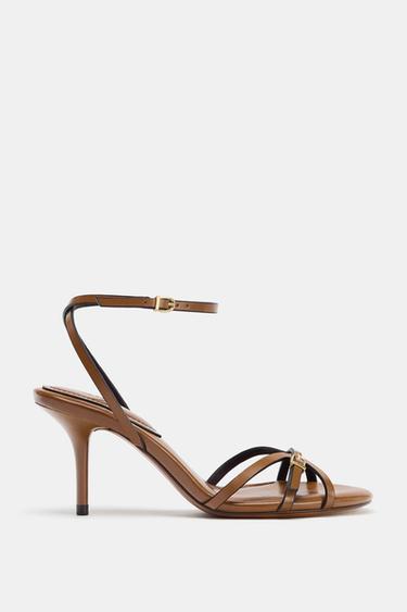 STRAPPY HEELED SANDALS - Brown by Zara
