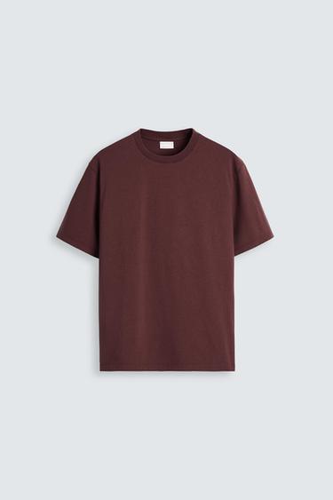 MEDIUM WEIGHT T-SHIRT - Burgundy by Zara