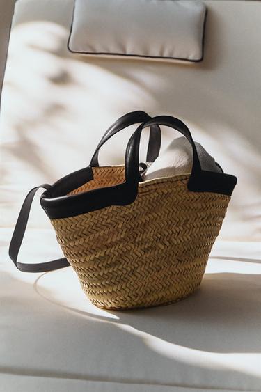 BORSA CESTA MINI DETTAGLIO PELLE - Nero di Zara