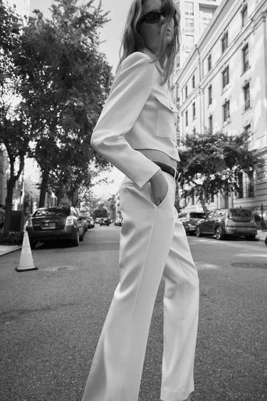 PANTALÓN RECTO CINTURÓN - Crudo de Zara