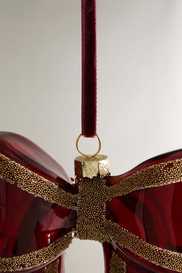 SPARKLY BOW CHRISTMAS TREE DECORATION - Red by Zara - Image 3