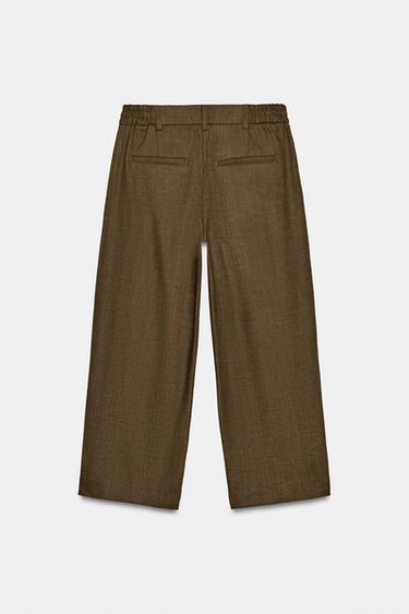 ZW COLLECTION CROPPED TROUSERS WITH DARTS - Khaki by Zara - Image 4