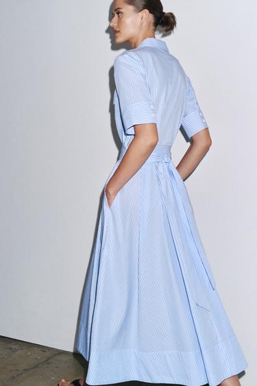 ROBE CHEMISE EN POPELINE ZW COLLECTION - rayures de Zara - Image 4