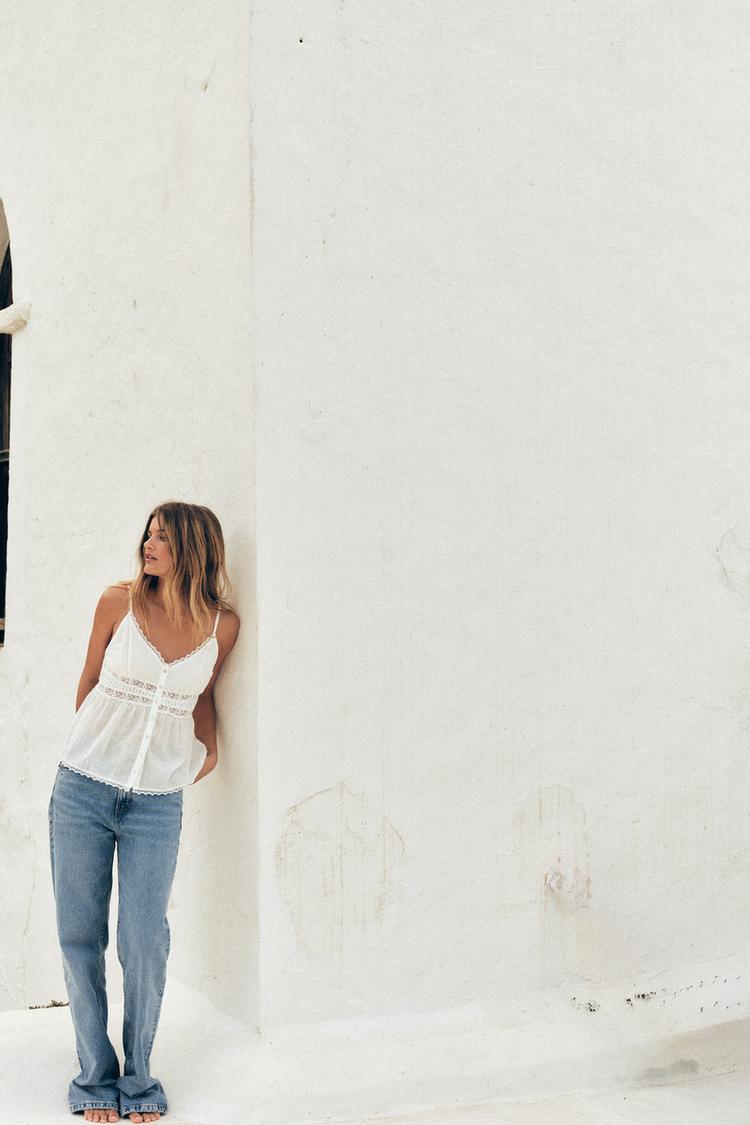 Jeans Top Crop Encaje Zara Snake Print Crop Top GATE