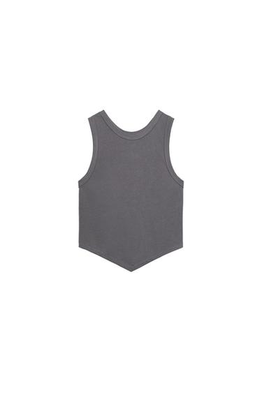 ΡΙΧΤΟ ΤΟΠ ΜΕ ΑΝΟΙΓΜΑ ΣΤΗΝ ΠΛΑΤΗ - Γκρι μπλε του Zara