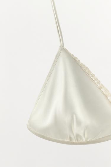 SILK LACE TRIANGLE BRA - Ecru by Zara - Image 7