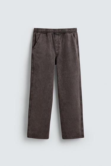 FADED WIDE-LEG JOGGER TROUSERS - Brown by Zara - Image 6