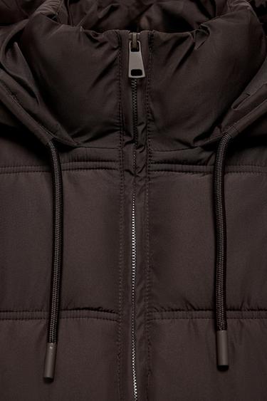 SHORT WATER-REPELLENT WINDPROOF PUFFER ANORAK - Brown by Zara - Image 8