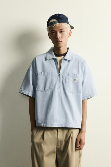 ZIP-UP POCKET POLO SHIRT - Light blue by Zara