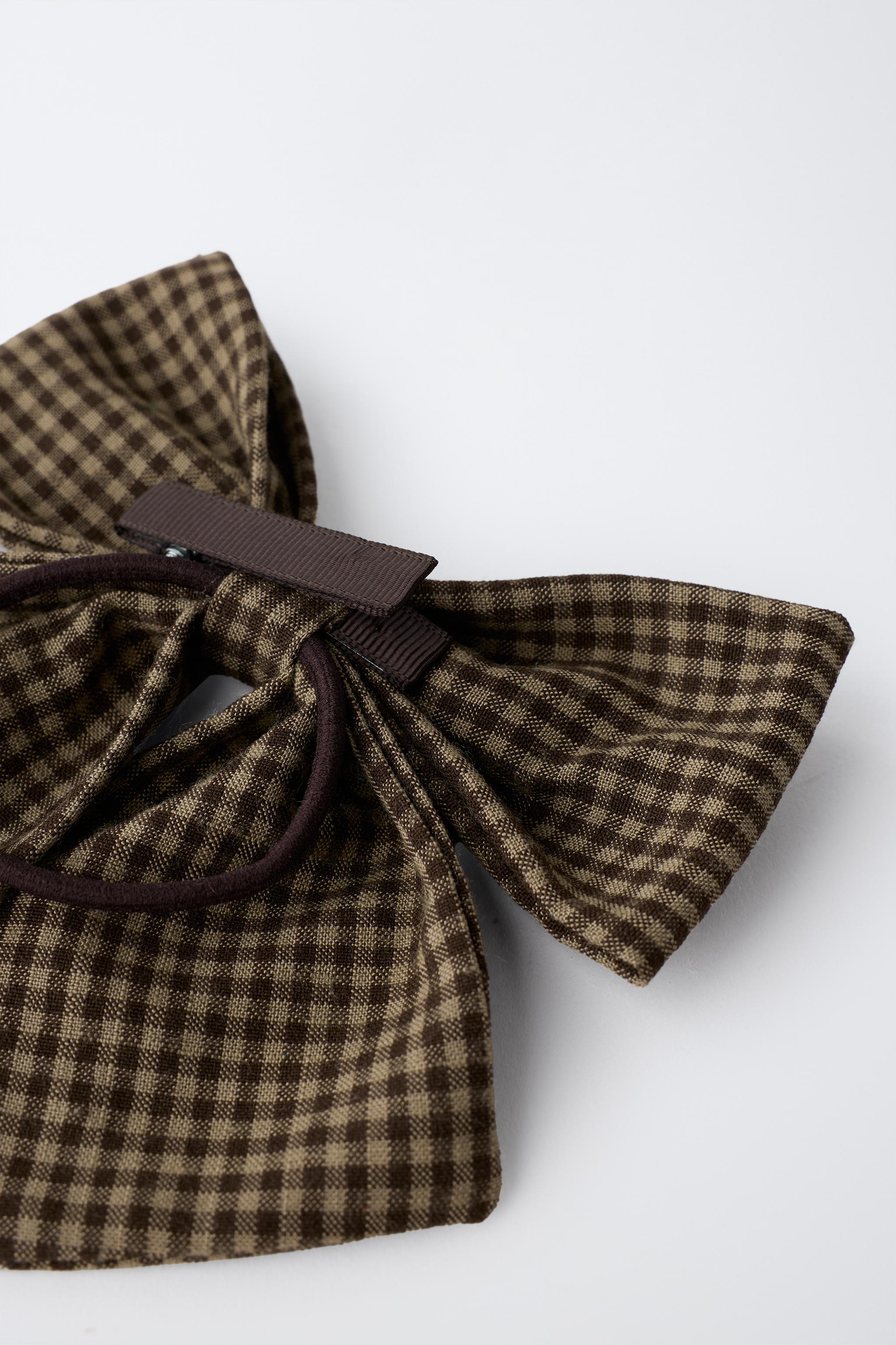 GINGHAM FLORAL BOW HAIR TIE
