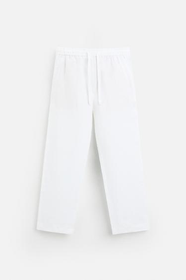 PANTALON 100 % LIN - Blanc de Zara