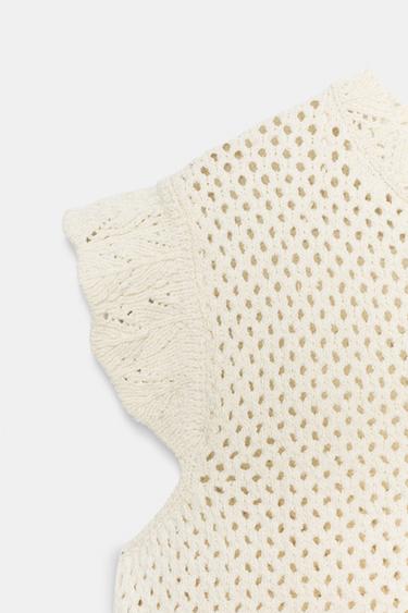 TOP EN MAILLE AJOURÉE - Écru de Zara - Image 8
