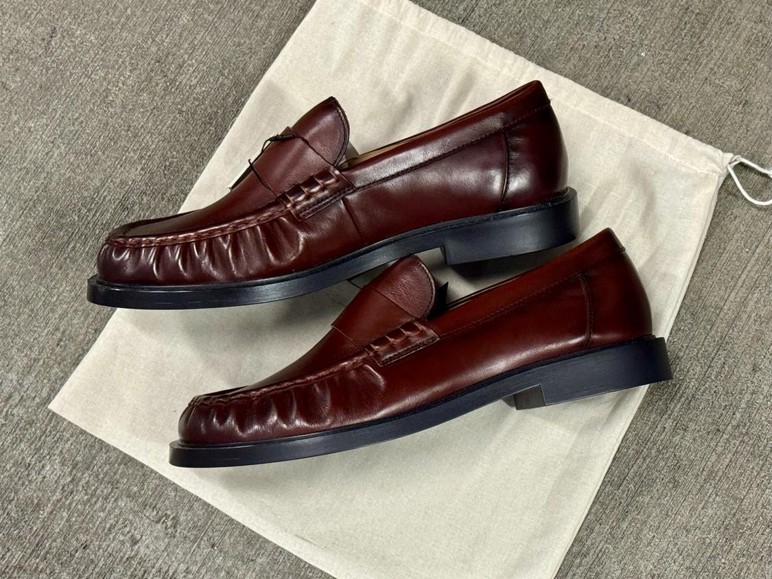CRINKLED TOE BOX BROWN LEATHER LOAFERS SIZE US 11 NWT - Image 3