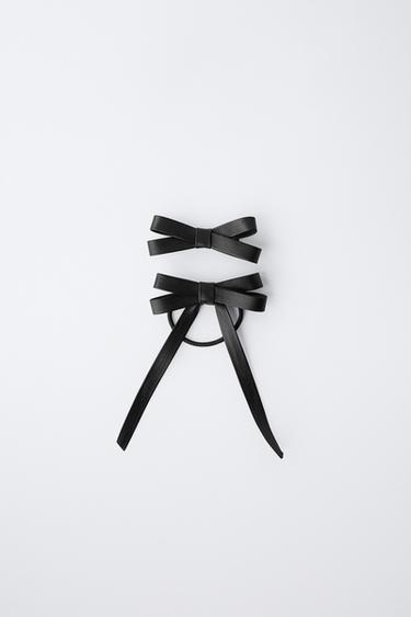 LOT PINCE ET CHOUCHOU NŒUD MATIÈRE SYNTHÉTIQUE - Noir de Zara - Image 0