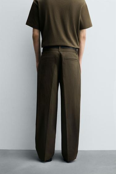 RELAXED FIT PLEATED TROUSERS - Light khaki by Zara - Image 2