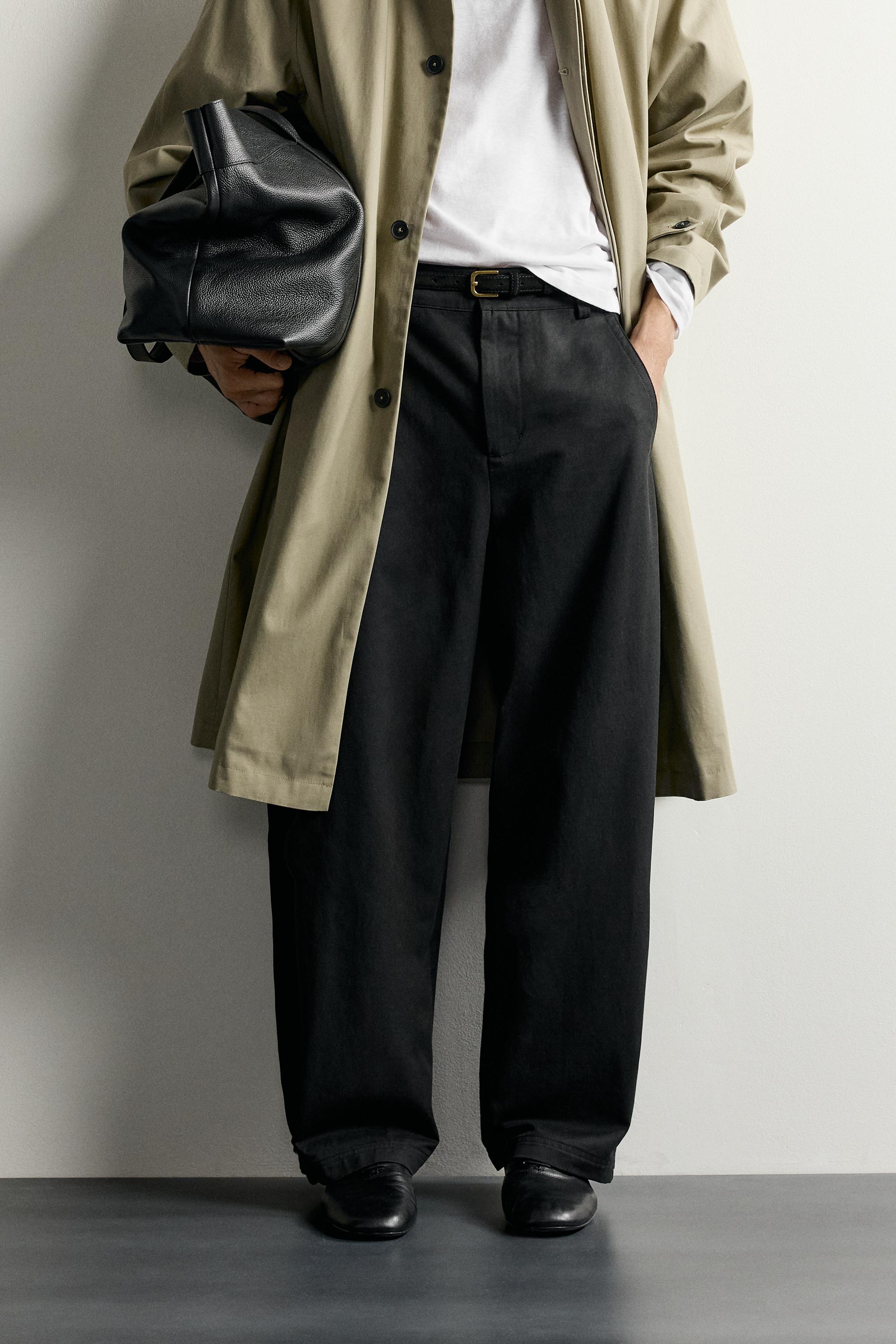 BALLOON FIT PANTS WITH TABS — Black