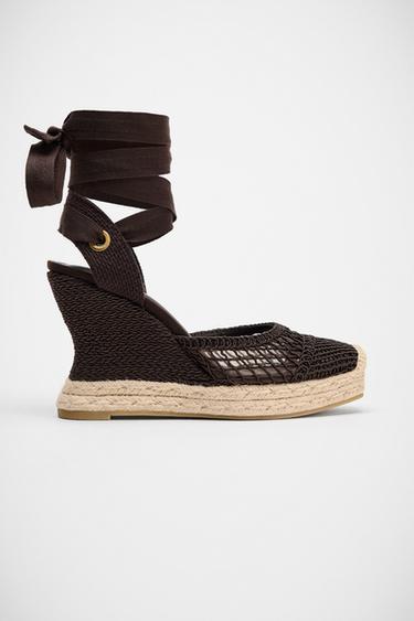 Zara CURVED WEDGE HEELS - Brown