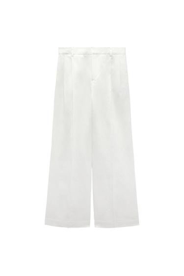 FULL LENGTH LINEN BLEND TROUSERS