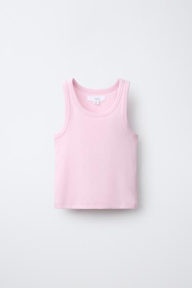 ÁO PHÔNG VẢI GÂN DÁNG BA LỖ - Màu hồng từ Zara