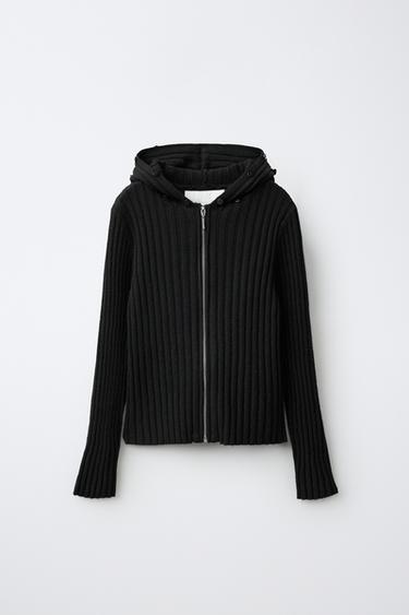 FAUX-FUR DETAIL COLLAR CARDINGAN — Black 2