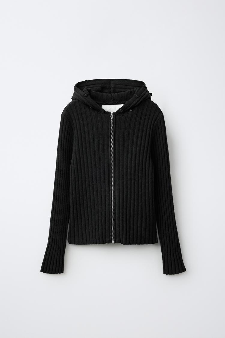 Chaqueta punto cuello efecto pelo