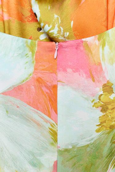 PRINTED SATIN MIDI DRESS - Multicoloured by Zara - Image 8