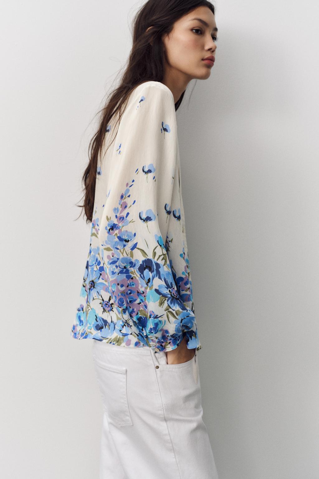 Thumbnail image for PRINTED BLOUSE WITH TIED DETAIL