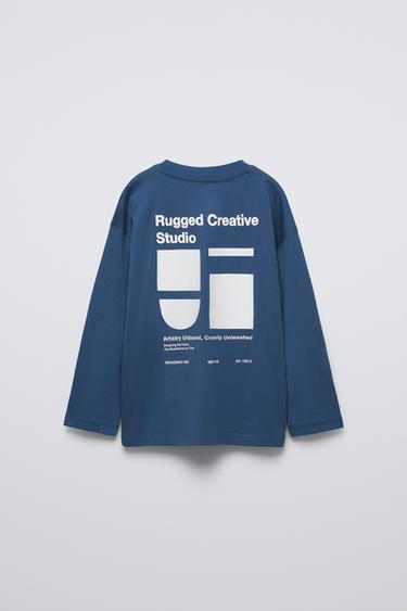 CAMISETA ESTAMPADO TEXTO - Azul pato de Zara - Imagen 0