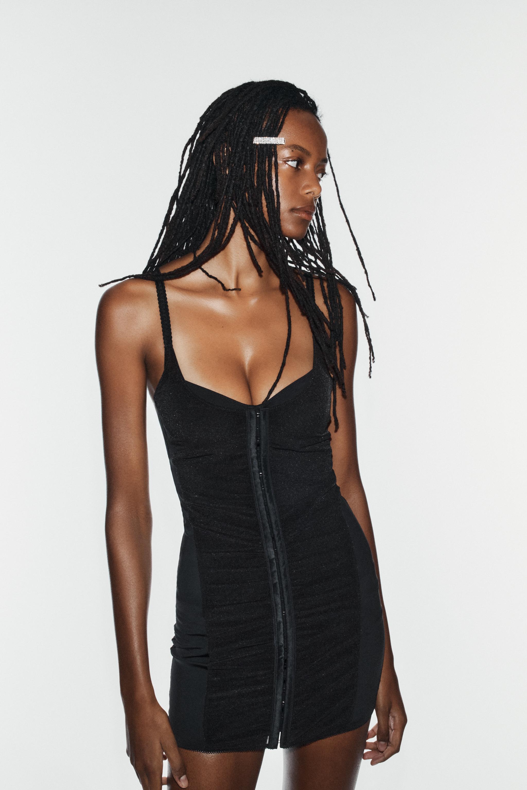 MIXED FABRIC CORSET DRESS
