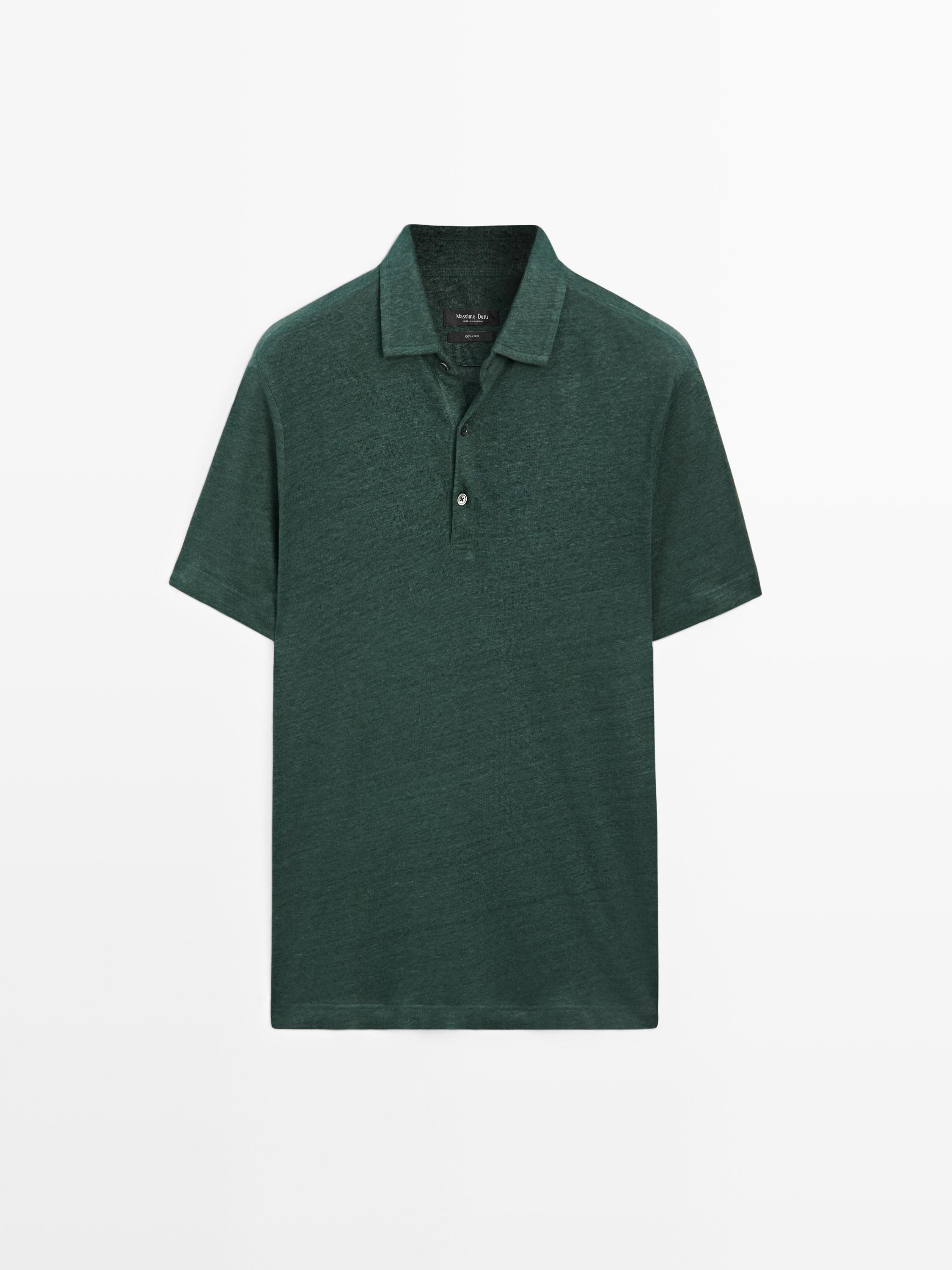 100% linen short sleeve polo shirt