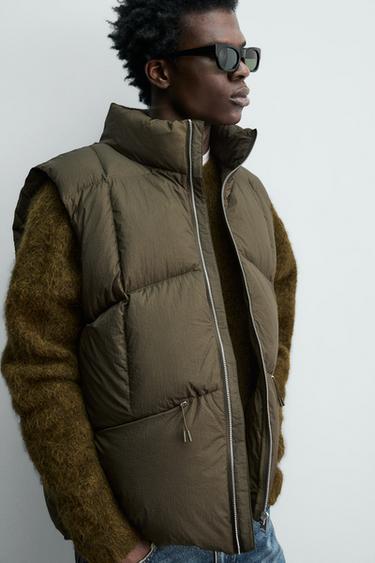 GILET DOUDOUNE 100 % PLUME - Kaki foncé de Zara - Image 5