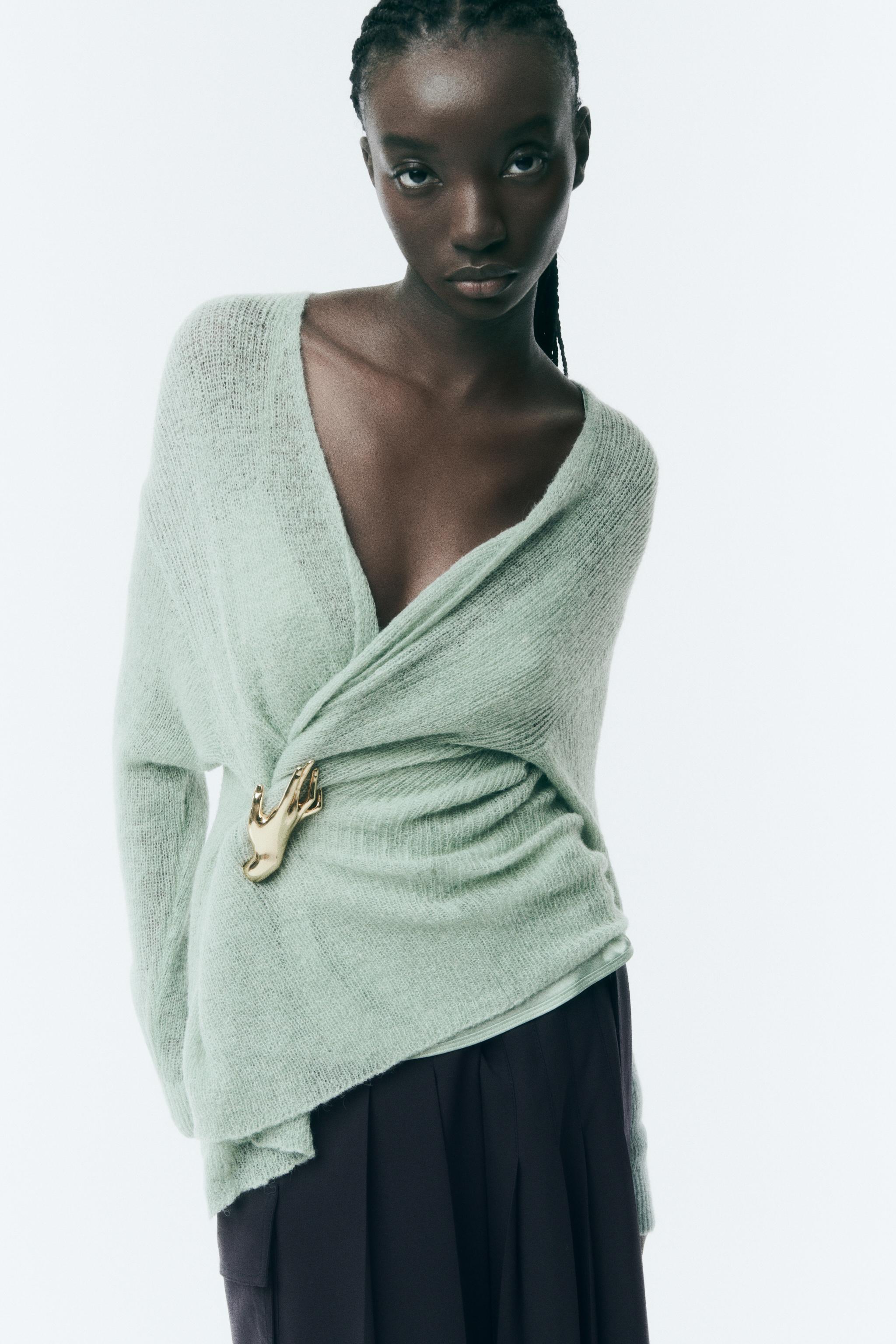 Green wrap outlet sweater