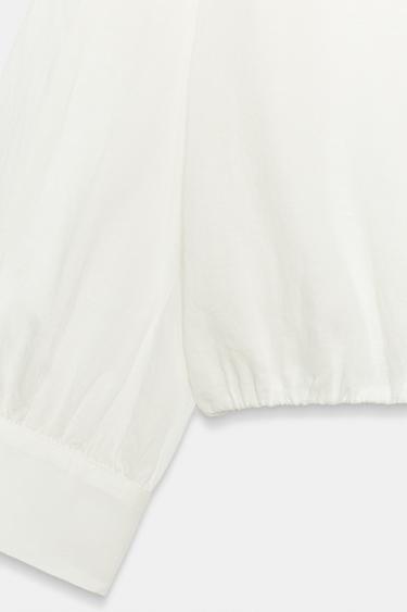 LINEN BLEND BALLOON SHIRT WITH FROG FASTENING - White by Zara - Image 8