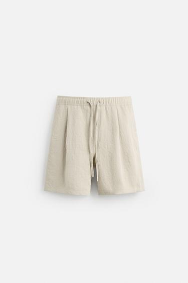 PLEATED FLOWING BERMUDA SHORTS - Sand / Marl by Zara
