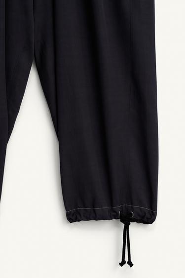 PANTALON FLUIDE À LACETS - Bleu marine foncé de Zara - Image 10