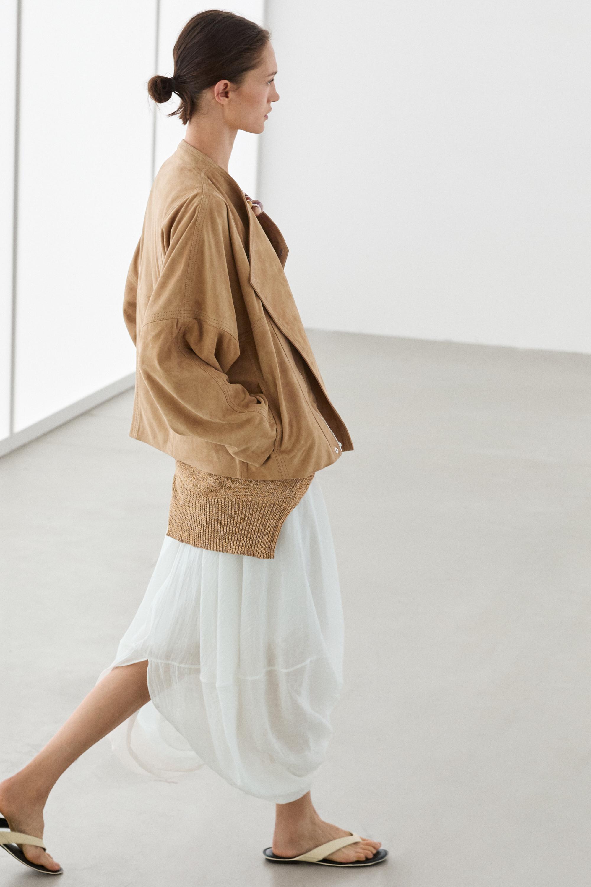 Blouson croisé en cuir suédé