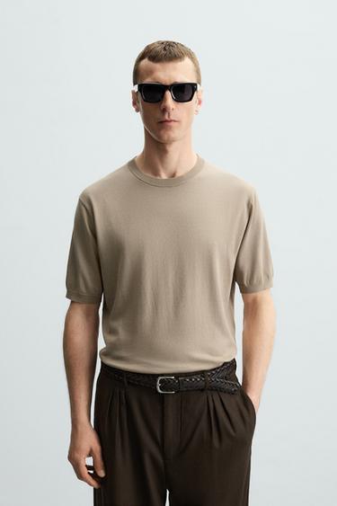 CAMISETA REGULAR FIT DE MALHA - Areia da Zara