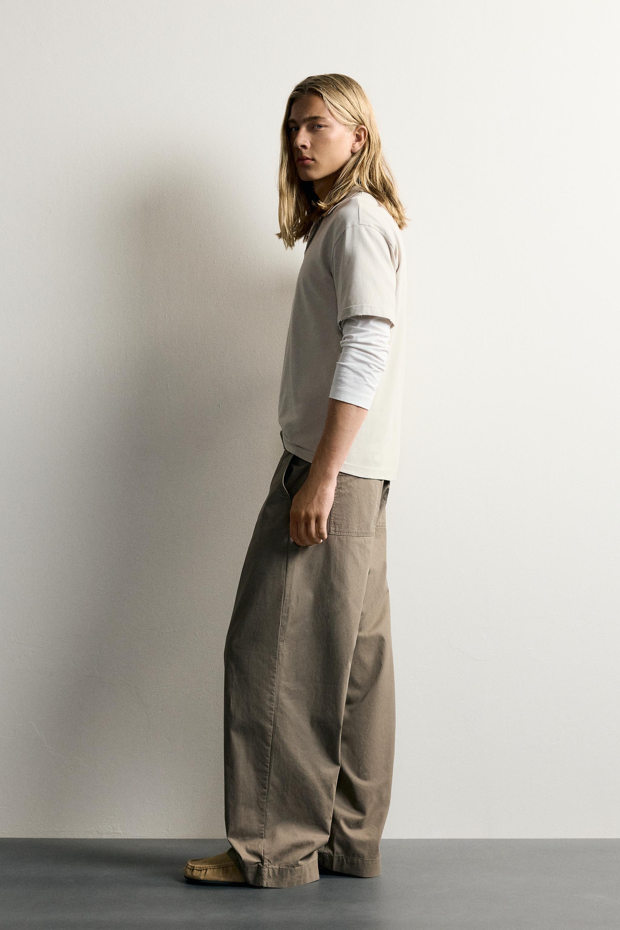 RELAXED FIT BELTED PANTS