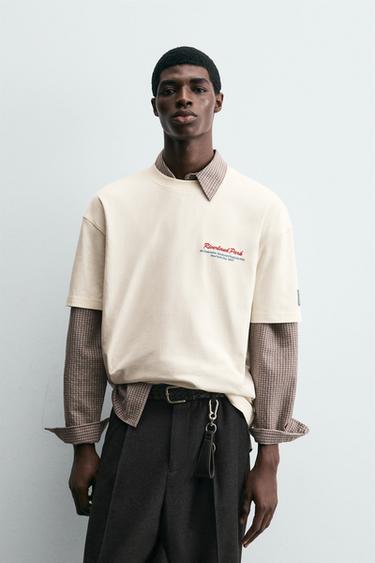 CONTRAST PRINT T-SHIRT - Oyster-white by Zara